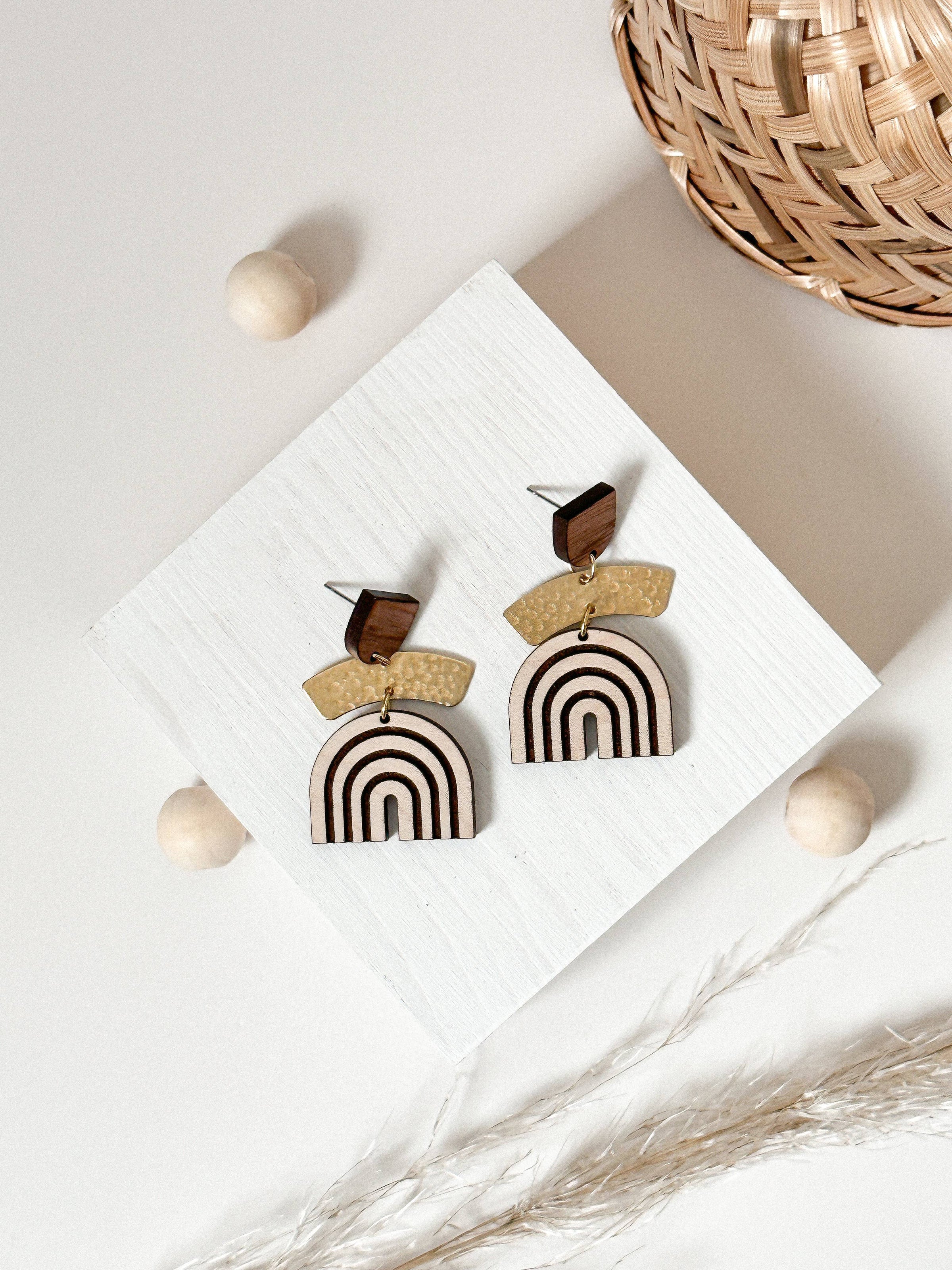 Honest Outlaws - Boho Chic Maplewood Earrings | Drop Arch Wooden Earrings