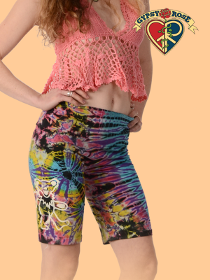 Gypsy Rose - Grateful Dead Dancing Bear Tye Dye Spandex Shorts - Ladies Clothing Shop - Terrapin Moon Apparel