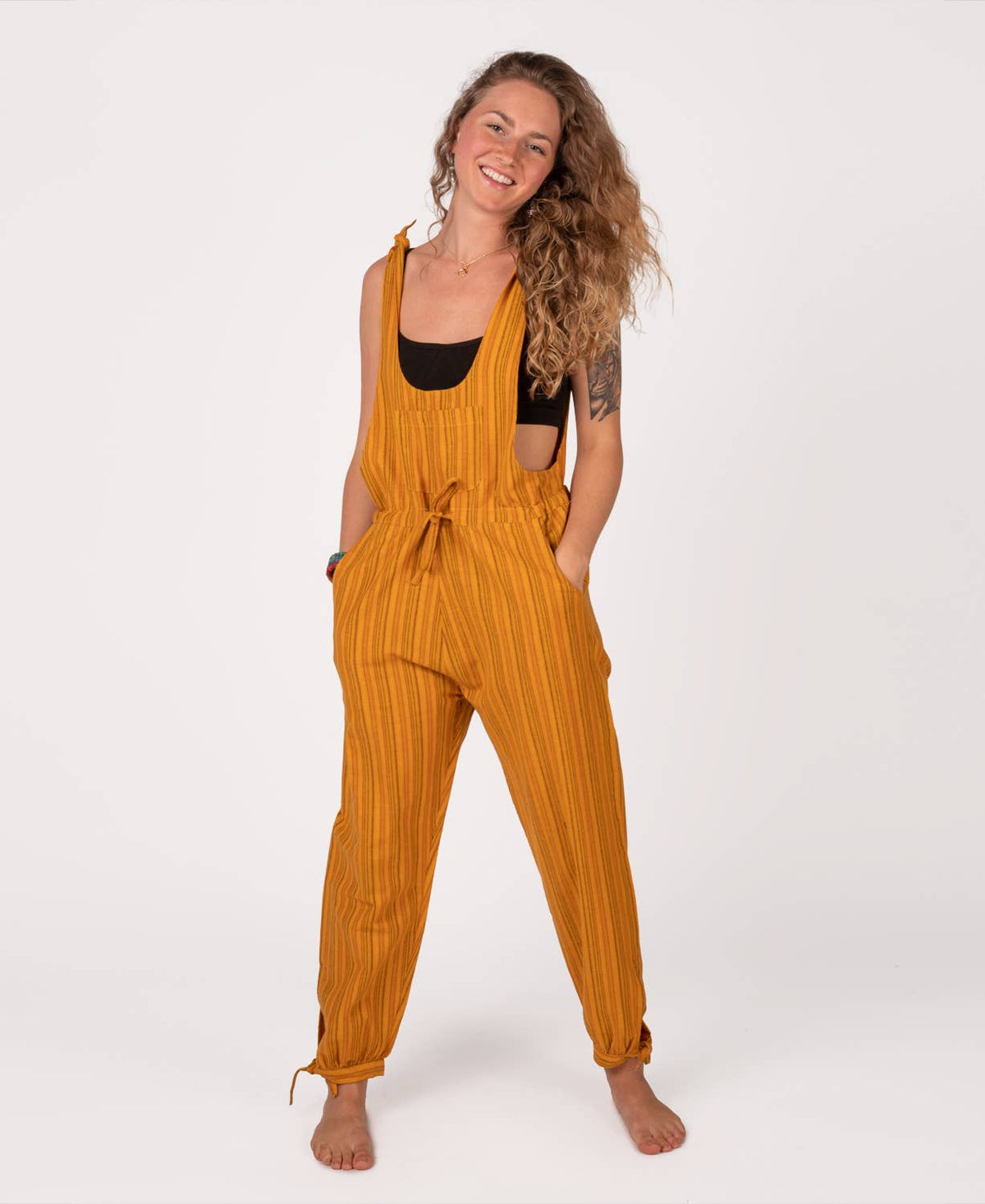 Terrapin Moon Apparel - Ladies Clothing Shop - Striped Hippie Overalls